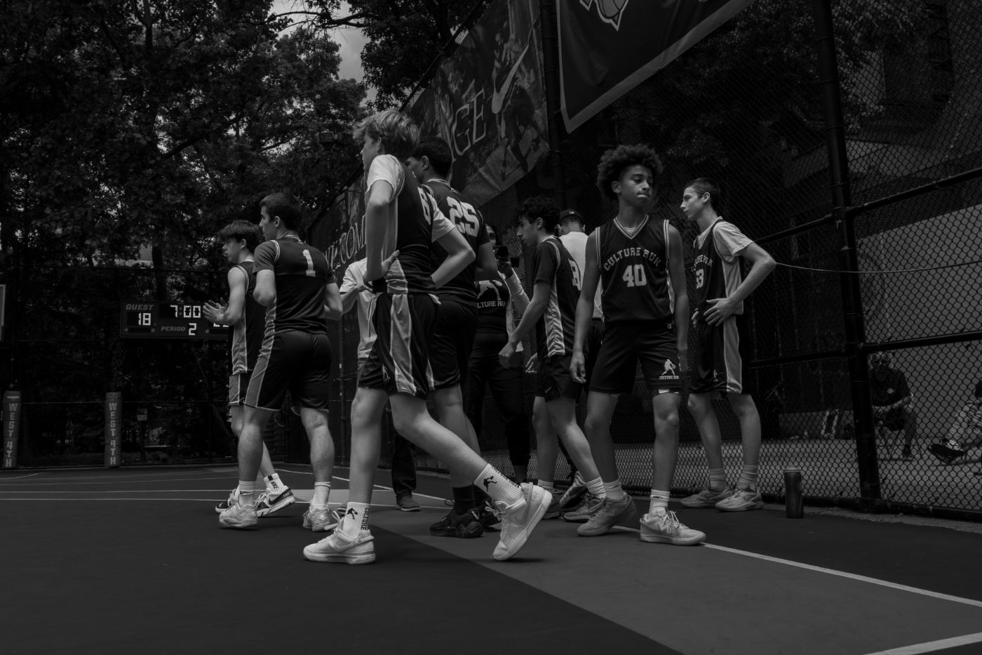Streetball players walking onto court