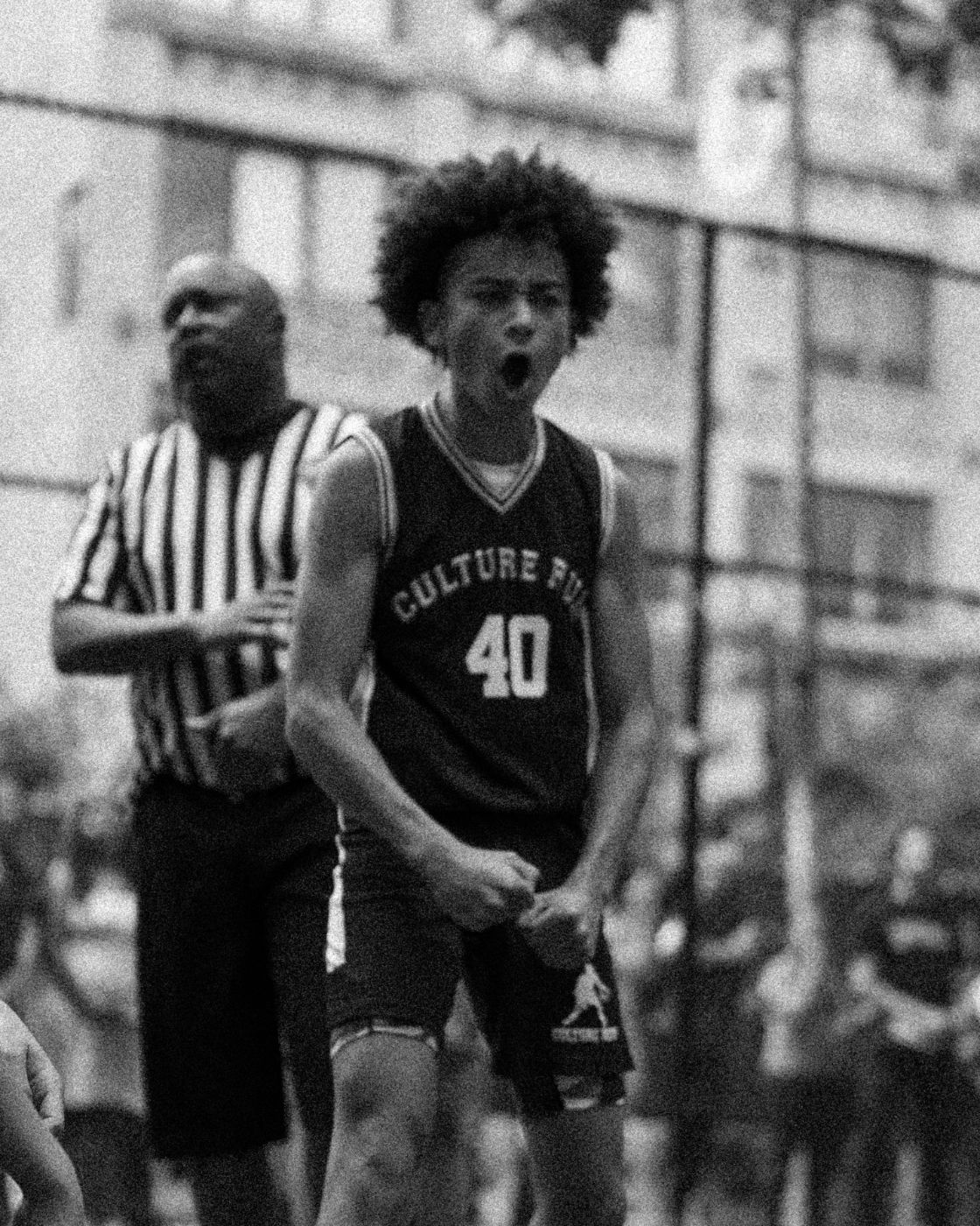 Basketball player shouting